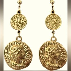 Revolve Amber Sceats coin earrings 24K plated dangle drop designer earrings rare